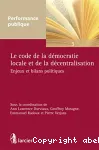 Le code de la démocratie locale et de la décentralisation
